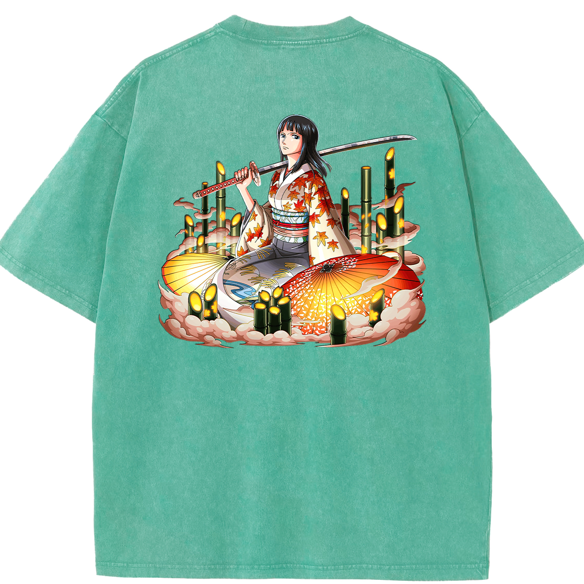 ワンピース ニコ・ロビン ONE PIECE Nico Robin 綿100% ヴィンテージ風 半袖Tシャツ（背面プリント）